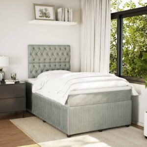 Giroletto a Molle con Materasso Grigio Chiaro 120x200cm Velluto