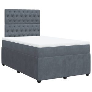 Giroletto a Molle con Materasso Grigio Scuro 120x200 cm Velluto