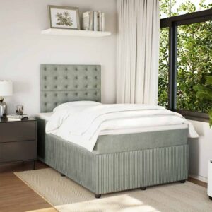 Giroletto a Molle con Materasso Grigio Chiaro 120x200cm Velluto