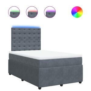 Giroletto a Molle con Materasso Grigio Scuro 120x200 cm Velluto