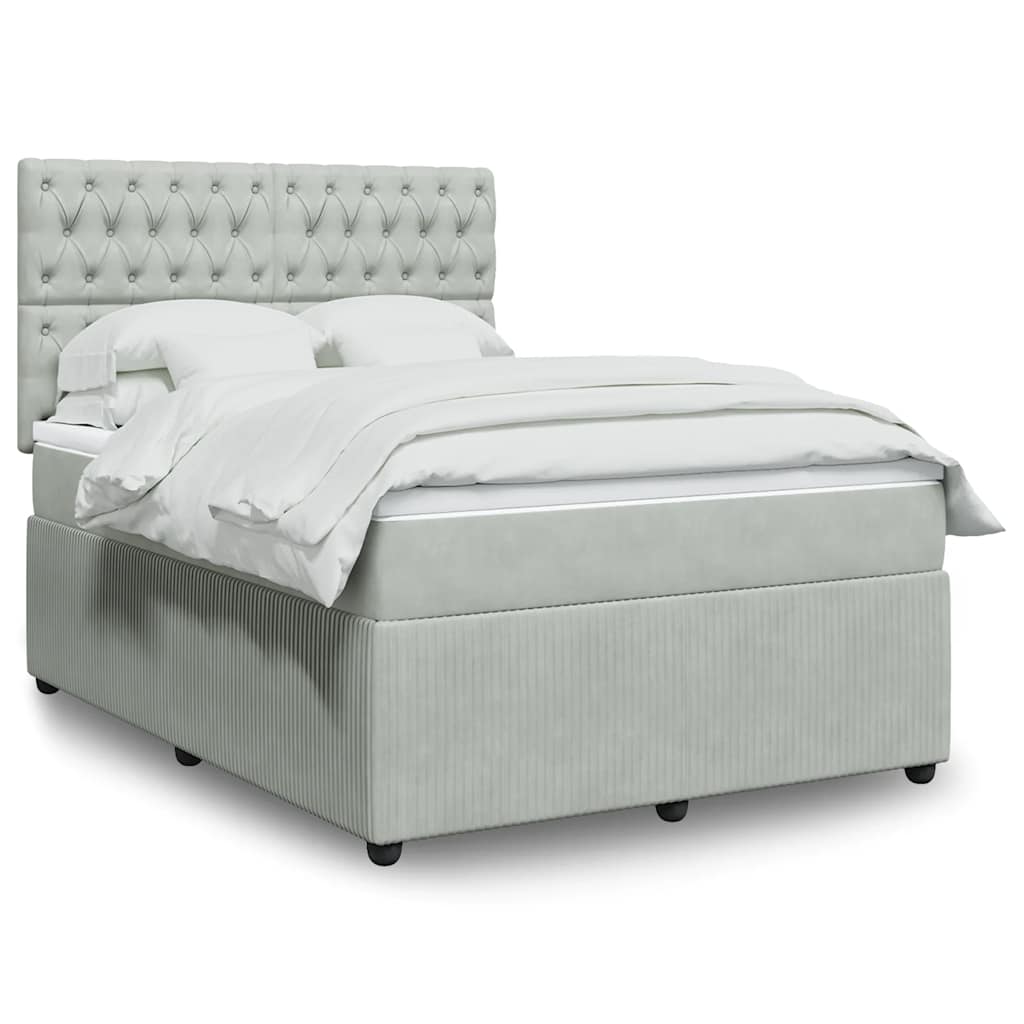 Giroletto a Molle con Materasso Grigio Chiaro 140x190cm Velluto