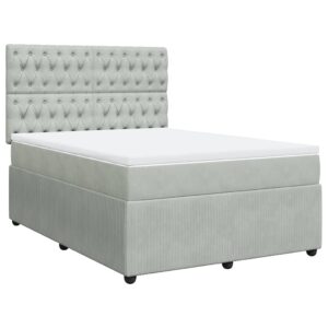 Giroletto a Molle con Materasso Grigio Chiaro 140x200cm Velluto