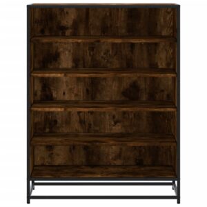 Scarpiera Rovere Fumo 75x38x97,5 cm Legno Multistrato Metallo