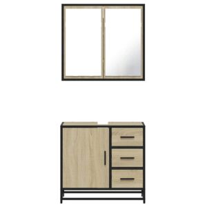 Set Mobili da Bagno 2 pz Rovere Sonoma in Legno Multistrato