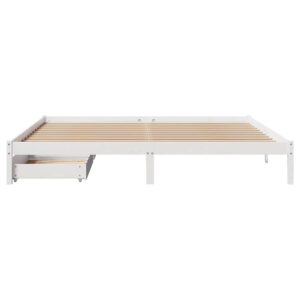 Giroletto senza Materasso Bianco 200x200 cm Legno Massello Pino