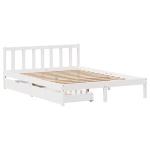 Letto senza Materasso Bianco 120x190 cm Legno Massello di Pino