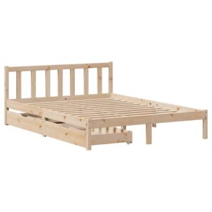 Letto senza Materasso 135x190 cm in Legno Massello di Pino
