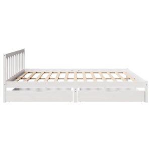Giroletto senza Materasso Bianco 200x200 cm Legno Massello Pino