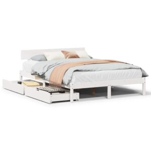 Letto senza Materasso Bianco 120x200 cm Legno Massello di Pino