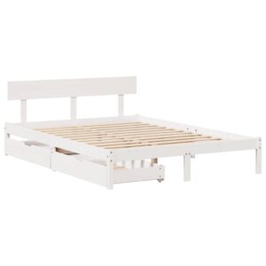 Letto senza Materasso Bianco 150x200 cm Legno Massello di Pino