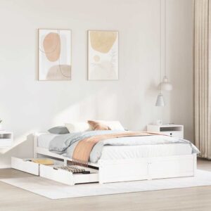 Letto senza Materasso Bianco 140x200 cm Legno Massello di Pino