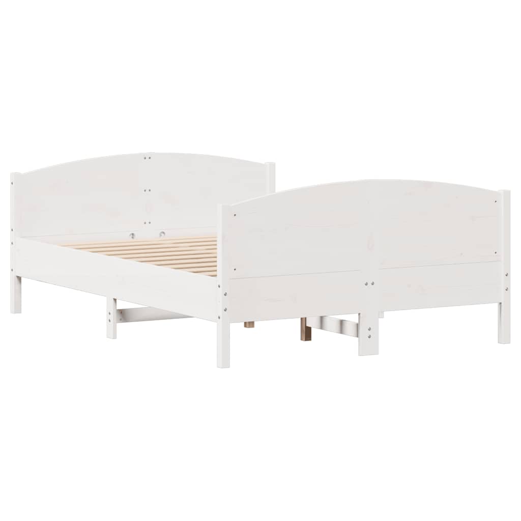 Letto senza Materasso Bianco 135x190 cm Legno Massello di Pino