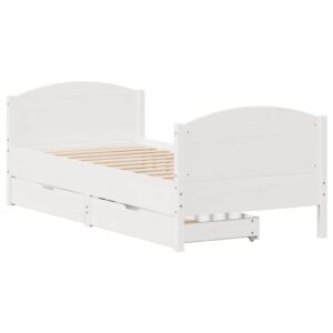 Giroletto senza Materasso Bianco 100x200 cm Legno Massello Pino