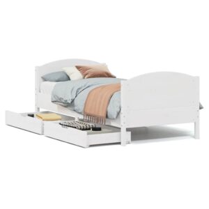Letto senza Materasso Bianco 90x200 cm Legno Massello di Pino