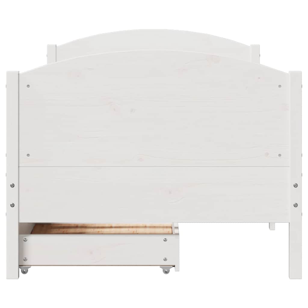 Letto senza Materasso Bianco 90x190 cm in Legno Massello Pino