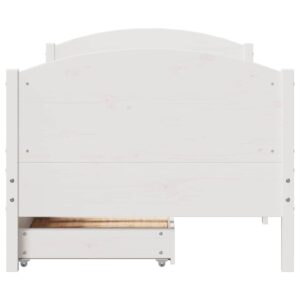 Letto senza Materasso Bianco 75x190 in Legno Massello di Pino