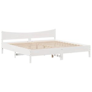 Giroletto con Cassetti Bianco 180x200 cm Legno Massello di Pino