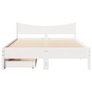Giroletto con Cassetti Bianco 120x200 cm Legno Massello di Pino