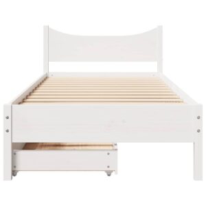 Giroletto con Cassetti Bianco 90x190 cm Legno Massello di Pino