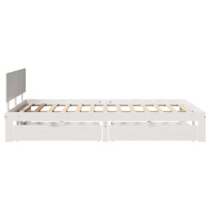 Giroletto con Cassetti Bianco 120x190 cm Legno Massello di Pino