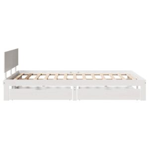 Giroletto con Cassetti Bianco 135x190 cm Legno Massello di Pino