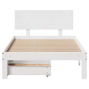 Giroletto con Cassetti Bianco 90x200 cm Legno Massello di Pino