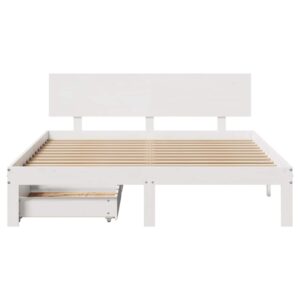 Giroletto con Cassetti Bianco 120x200 cm Legno Massello di Pino