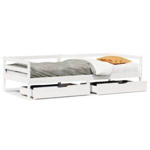 Dormeuse con Cassetti Bianco 90x200 cm Legno Massello di Pino