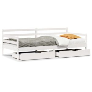 Dormeuse con Cassetti Bianco 90x200 cm Legno Massello di Pino