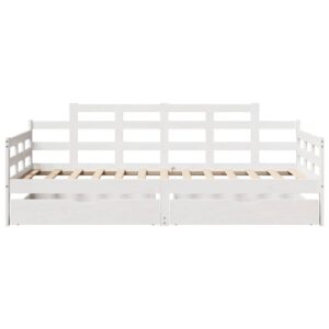 Dormeuse con Cassetti Bianco 90x190 cm Legno Massello di Pino