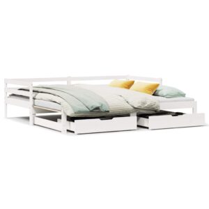 Letto Estraibile con Cassetti senza Materasso Bianco 90x190 cm