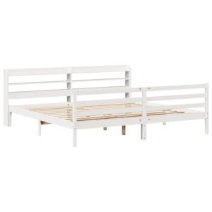 Giroletto con Testiera senza Materasso Bianco 200x200 cm