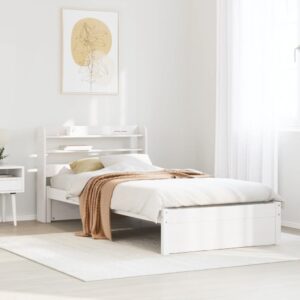 Giroletto con Testiera Bianco 75x190 cm Legno Massello di Pino