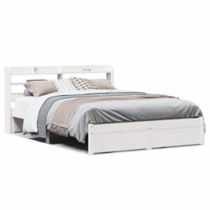 Giroletto con Testiera Bianco 150x200 cm Legno Massello di Pino