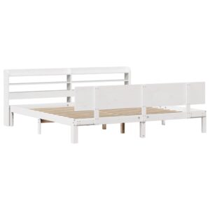 Giroletto con Testiera senza Materasso Bianco 200x200 cm