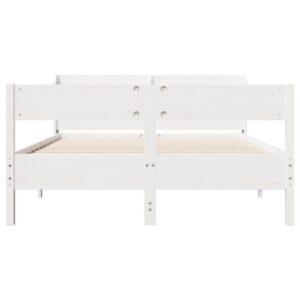 Letto senza Materasso Bianco 160x200 cm Legno Massello di Pino