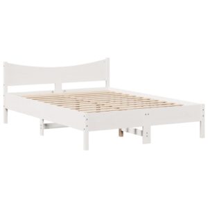 Giroletto con Testiera Bianco 120x200 cm Legno Massello di Pino