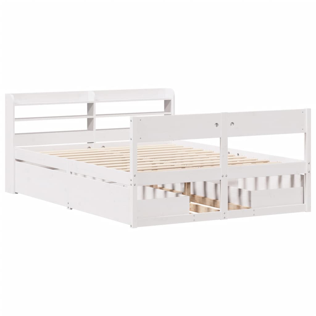 Letto senza Materasso Bianco 140x200 cm Legno Massello di Pino