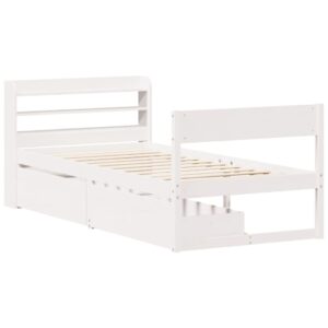 Letto senza Materasso Bianco 90x200 cm Legno Massello di Pino