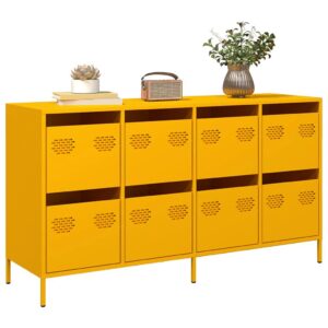 Credenza Giallo Senape 135x39x73,5 cm Acciaio Laminato a Freddo