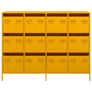 Credenza Giallo Senape 135x39x103,5 cm Acciaio Laminato Freddo