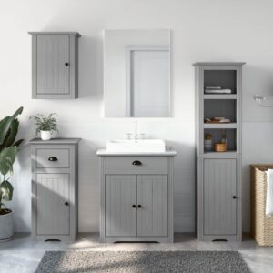 Set Mobili da Bagno 4 pz BODO Bianco in Legno Massello di Pino