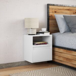 Comodino a Parete con Luci LED Bianco
