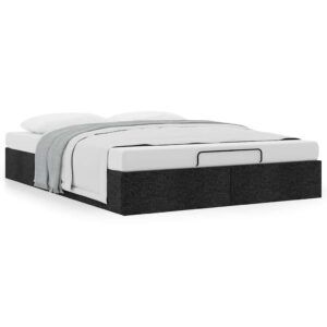 Struttura Letto Pouf senza Materasso Nero 140x190 cm in Tessuto