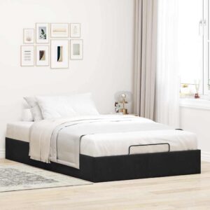 Struttura Letto Pouf Senza Materasso Nero 120x200 cm Velluto