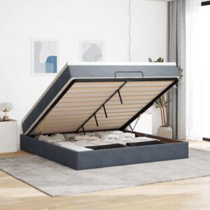 Struttura Letto Pouf con Materasso 160x200 cm in Velluto
