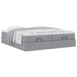Struttura Letto Pouf con Materassi 200x200 cm in Tessuto