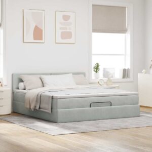 Struttura Letto Pouf con Materasso 160x200 cm in Velluto