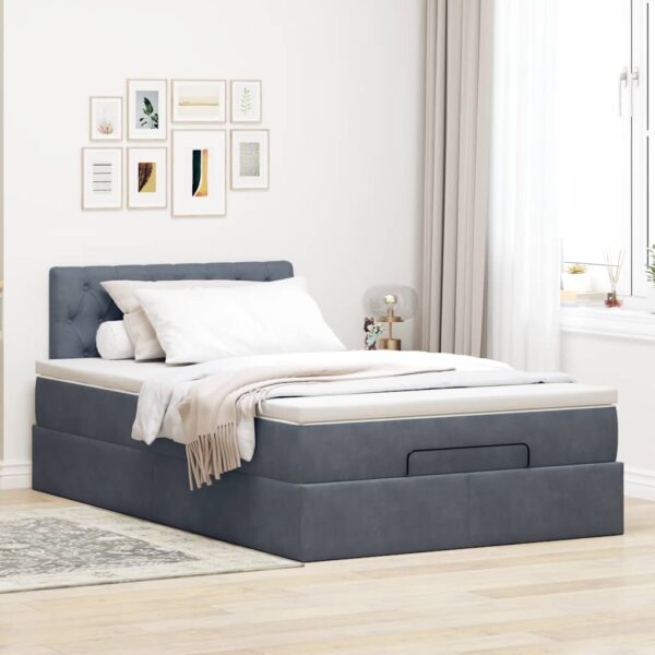 Struttura Letto Pouf con Materasso 120x200 cm Velluto