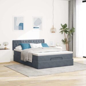 Struttura Letto Pouf con Materasso 140x200 cm in Velluto